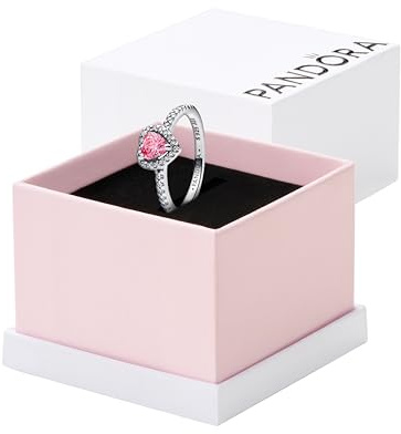 Pandora Erhabenes Rosafarbenes Herz Ring 198421C03 Damenring