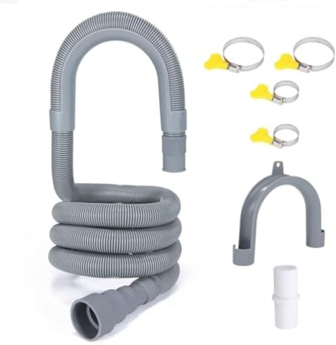 PinkCross Universal Washing Machine Drain Hose Extension, Flexible Washer & Dishwasher Hose, Portable Sink & Dehumidifier Pipe, Corrugated Plastic Hose with Clamp (10ft)