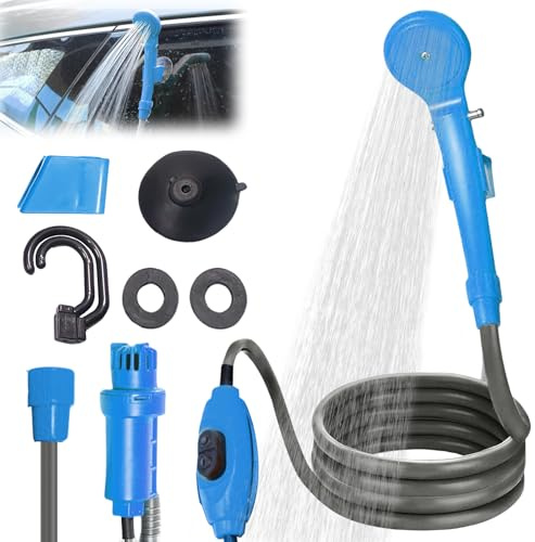 PORFOYO Ducha portátil de camping, ducha de camping al aire libre, con cabezal de ducha y manguera, para camping, limpieza de mascotas, lavado de playa, senderismo y viajes