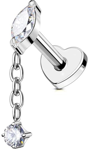 OUFER Body Piercing Lip Studs Labret Bars Titan 6/8 mm Silver Guld Helix Tragus Stud Piercing Jewellery internt gängad platt rygg örhängen för kvinnor män
