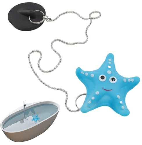 Tappo per vasca e catena Tappo per lavandino universale per vasca da bagno galleggiante in gomma Stella di mare per lavabo da cucina