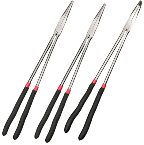 NINMORTH Pinze a becchi extra lunghi 40,6 cm, punta dritta e 45/90, in acciaio al carbonio ad alta durezza, struttura con manico antiscivolo, progetti elettrici e fai da te