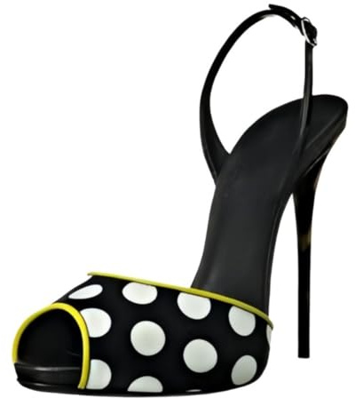 Generico Donna Punta Aperta Plateau Décolleté da Vestito Tacco A Spillo Alto Scarpe da Sera per Feste Scivolare su Senza Schienale Tacchi Estivi,Nero,38.5 EU