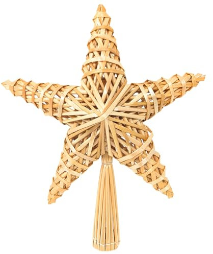 COM-FOUR® Christbaumspitze als Weihnachtsbaumschmuck aus Stroh - Strohstern-Spitze für den Weihnachtsbaum - Christbaum-Schmuck - natürlicher Christbaum-Behang