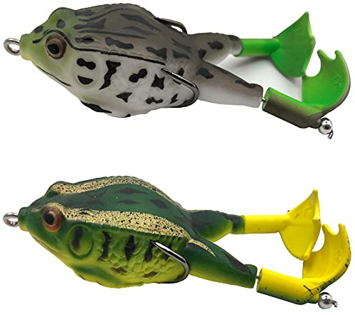 Eterspr 2 stycken grodbete, silikon groda, fiskedrag, dubbla propellrar grodor Soft Bait, för fiskeutrustning, fiskeentusiaster