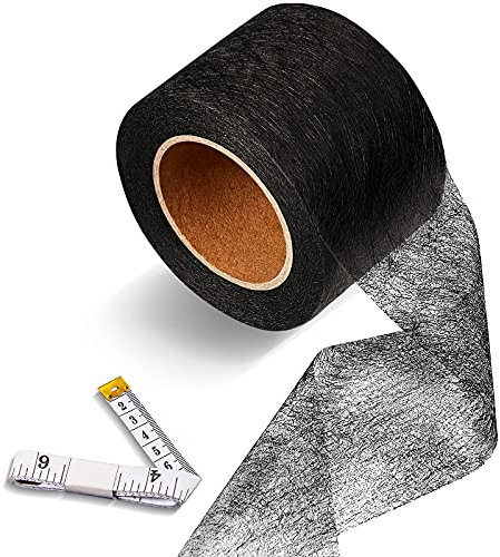 Weewooday 33 Yards Saumband zum Aufbügeln Breites Stoff Bügelband Kein Nähen Saumband Textilien Bügelkleber mit Maßband für Jeans Hose Kleidung Vorhang (Schwarz, 2,36 Zoll)