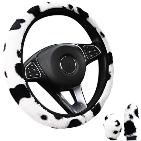 GmeDhc 3 Pezzi Coprivolante Auto Universale 36-38cm, Copri Volante Peluche, Accessori Auto Decorazione, per la Maggior Parte delle Automobili