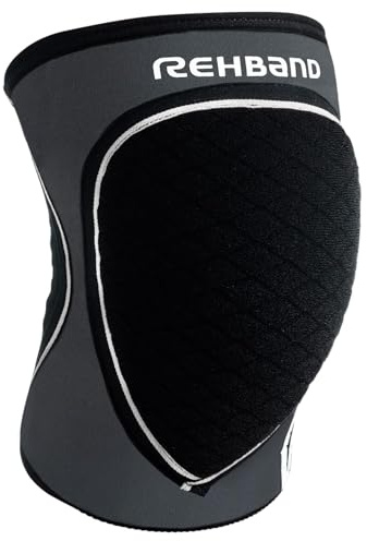 Rehband Knee Pads for Volleyball, Handball & Indoor Sports, Neoprene Knee Sleeve Protector, Comfortable & Snug Fit, Shock-absorbing Sports Knee Pads Unisex, Colour:Steel Grey, Size:Large