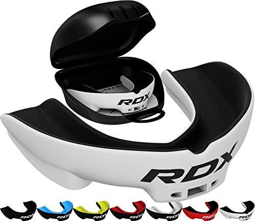 RDX Mundschutz Kampfsport, Zahnschutz für Sport, Ideale Atmung und Anpassbar, Zahnschutz Zum MMA Kickboxen Hockey Football Muay Thai Rugby Mit Praktischer Aufbewahrungsbox, Junioren unter 12 Jahren