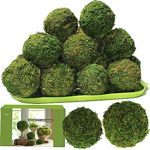 ZYAPA 21 Pack Green Moss Balls 8pcs 3.2 Decorative Balls for Bowls Filler 13pcs 2.3 Fake Moss Balls for Centerpiece Artificial Balls for Vase Filler Live Moss Ball for Home Tabel Decor
