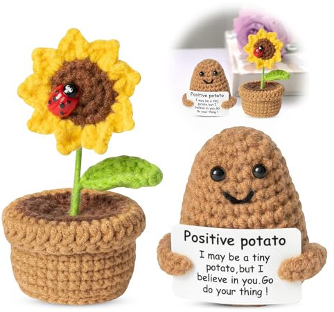 SPERMUOY Glücksbringer Pocket Hug Sonnenblumen,Glücksbringer Sonnenblume Puppe,Positive Kartoffel Deutsch Positive Potato für Gute Besserung Geschenk, Einschulung Geschenk