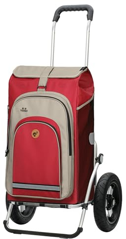 ANDERSEN Shoppingvagn – Royal Shopper Hydro 2,1 röd, 62 l cykel, shoppingroller, ryggsäck, termo, aluminium, hopfällbart, luftdäckat kullagerhjul