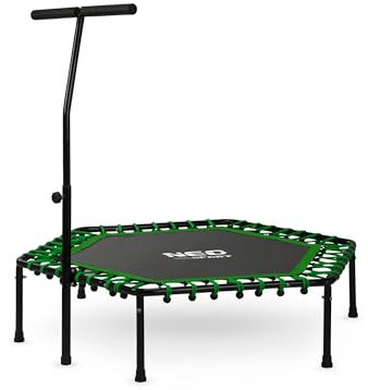 Neo-Sport Fitness Trampolin Klein Mit Höhenverstellbarem Haltegriff Mini Jumping Trampolin Erwachsene Durchmesser 127 cm Bis 100 kg Minitrampolin Indoor Outdoor Grün