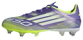 adidas Unisex F50 League Soft Ground Football Boots, Purple Rush/Cloud White/Lucid Lemon, 6 UK