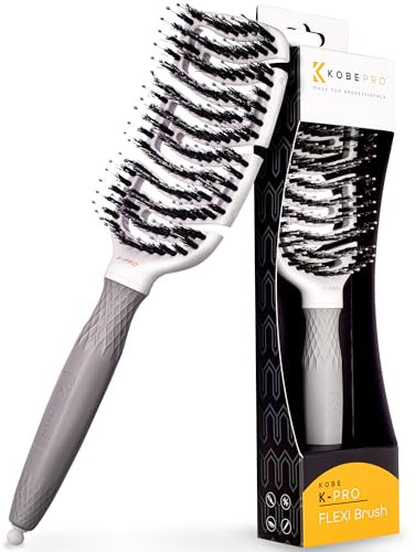 K-PRO Flexi Detangling Brush - Heat-Resistant Brush for Blowouts & Styling - Boar/Nylon Bristles - Lightweight, Ergonomic Design - Gentle Detangling & Root Lift - All Hair Types