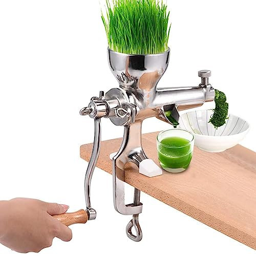 WOTZOV Extracteur Manuel d'herbe de blé, extracteur d'herbe de blé à manivelle en Acier Inoxydable, avec Pince de Bureau et écran, pour Herbe de blé, Agrumes et légumes