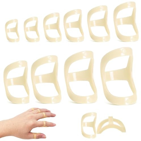 Guyode 10 stycken fingerskenor fingerkorrigering fingerskena långfinger fingerskydd finger skena plast vattentät används för tumme långfinger litet finger ringfinger (1–10)