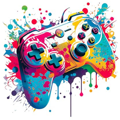 milaosk 3D-väggklistermärken Gamer Väggklistermärken Stor Spelkontroll Akvarellstil Spelkontroller Spelaffisch Väggdekoration Gaming DIY Väggklistermärken för Pojkrum