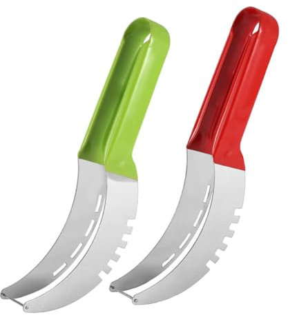 LOPUNER 2 Pezzi Dispositivo Per Tagliare L'Anguria Coltello Per Anguria Taglia Cubetti Di Melone Taglia Frutta Strumento Per Affettare L'Anguria Forchetta Taglia Anguria