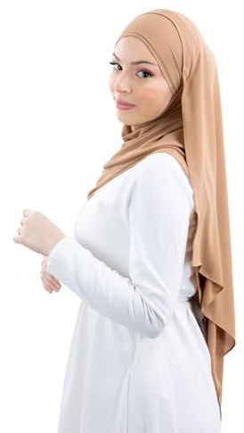 Hijab Crepe di lusso LamisHijab® Creazione per donna musulmana velata CL000, marrone, Taglia unica