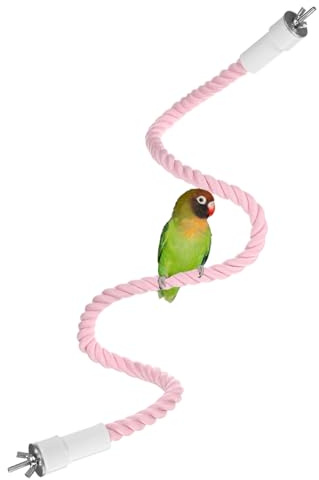 M METERXITY 1-Pack Perche À Corde pour Cage À Oiseaux, Longueur 31.5 Pouces Prise Confortable Perche Flexible À Corde Broyage pour Bec Et Pattes pour Perroquets/Calopsittes [Rose]