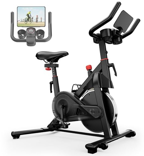 Superun Vélo d'Appartement Intérieur avec 32 Niveaux de Résistance Magnétique Réglable, Vélo d'Appartement Connecté APP, Coach de Sport IA, Suivi en Temps Réel des Données d'Exercice, Charge Max 136KG