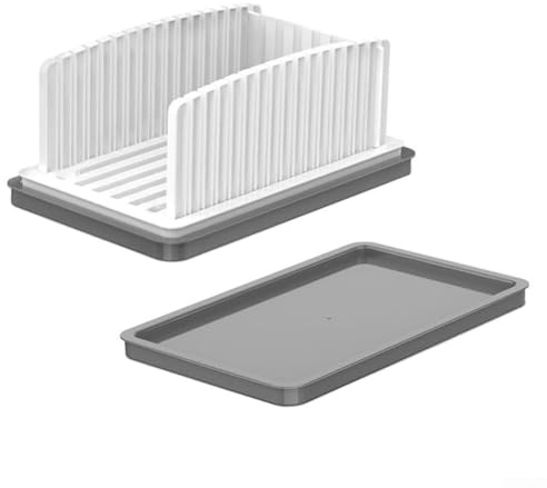 Trancheuse à pain réglable avec trois réglages d'épaisseur et plateau miettes pour tranches soignées de pain, bagels et gâteaux faits maison, design compact pliable pour une utilisation en cuisine