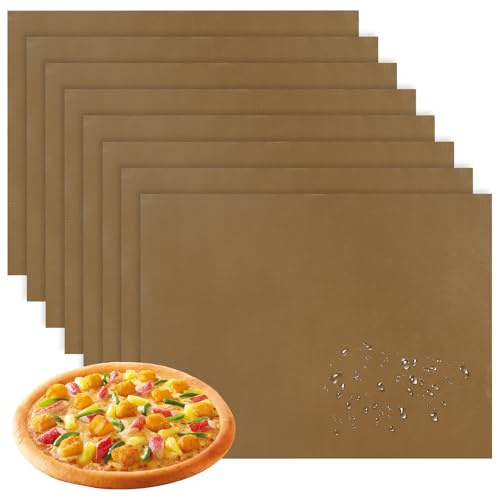 8 stycken återanvändbara bakplåtspapper för bakplåt, 40 x 30 cm återanvändbart bakpapper brun Teflon, värmebeständigt non-stick-belagd, för bakning, fritering, ångning, strykning och pyssel