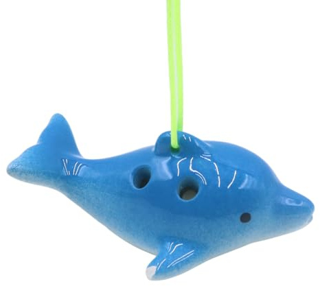 Huba Dolphin Ocarina Ceramic Ocarina Small Musical Instrument for Boy Girl Boys and Girls Beginner Practice, 6-Hole