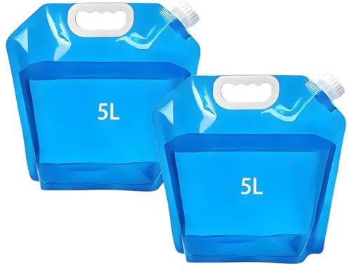 LJYING 2 Pack 5L Collapsible Water Container - Foldable Outdoor Water Bag & Car Drinking Water Carrier | Portable for Camping, Hiking, Picnics, BBQ | Leakproof Collapsible Water Storage Bottles