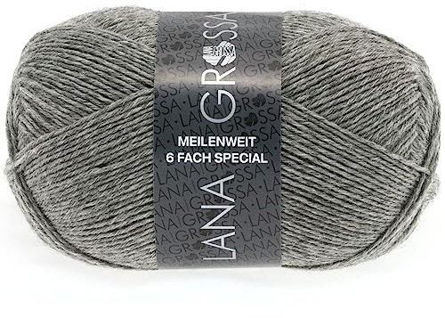 LANA GROSSA Meilenweit 6-fach 150 | 6-fädiger Sockenklassiker, waschmaschinenfest | Handstrickgarn 80% Schurwolle & 20% Polyamid | 150g Wolle zum Stricken & Häkeln | 390m Garn FB8961