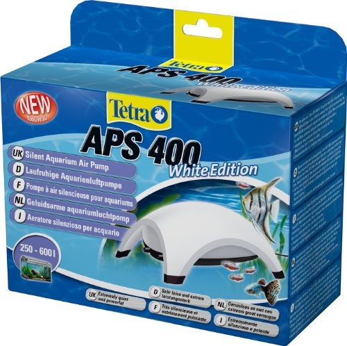 Tetra APS akvarium luftpump – tyst membranpump, olika storlekar för akvarier från 10–600 L, svart/vit