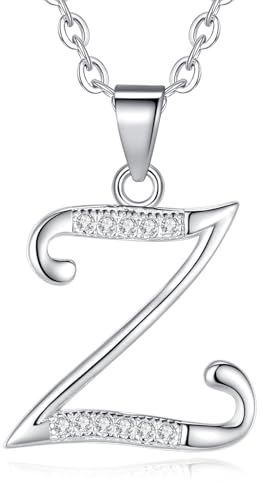 VIKI LYNN Initial Necklace for Women 925 Sterling Silver Letter pendant Necklace Z with Cubic Zirconia Silver Letter Charm Necklace Anniversary, Birthday, Graduation Gift for Women, Mom, Her