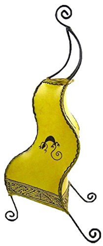 Simandra Orientalische Lampe Stehlampe marokkanische Hennalampe Lederlampe Tischleuchte Stehleuchte Orient Essaouira Gecko 50 cm Color Gelb