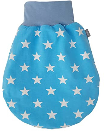 Lilakind Gefütterter Schlafsack Strampelsack Pucksack Herbst/Winter Fleece Sterne Jeansblau Weiß, Jeansblau, 48 cm lang