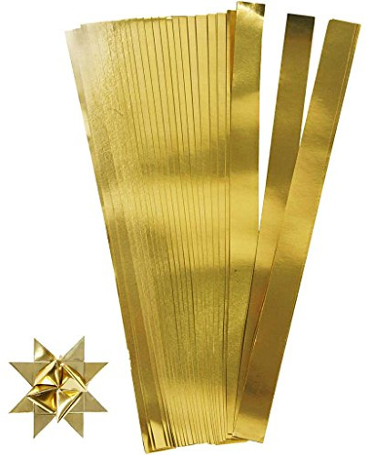 Paper Star Strips, W: 15 mm, D: 6,5 mm, gold, 100pcs, L: 45 cm