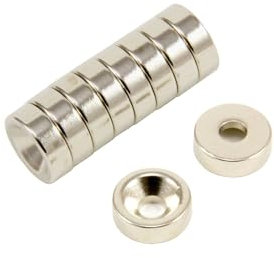 Neodym - Magnet Für Kunst, Kunsthandwerk, Modellherstellung, Diy, Hobbys - 12mm Durchmesser x 4mm Dicke x 4,2mm C/Waschbecken - 2,5kg Zug - Norden - Pack von 10