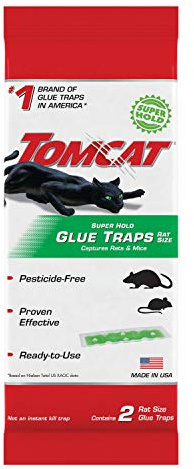 Tomcat Super Hold Glue Traps Rat Size for Rats, Mice, Snakes, Cockroaches, Spiders, and Scorpions, Ready-To-Use, 2 Traps