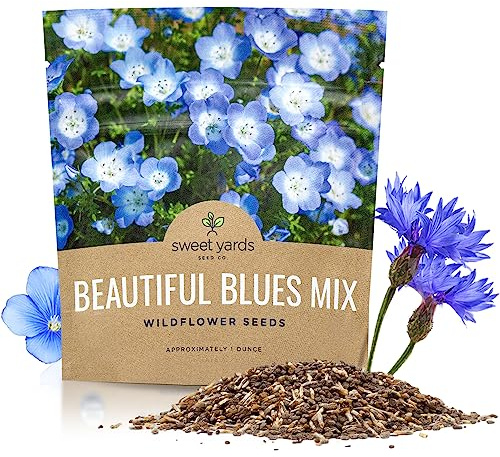 All Blues Wildflower Seeds Mix - Large 1 Ounce Packet - Over 7,500 Annual and Perennial Flower Seeds