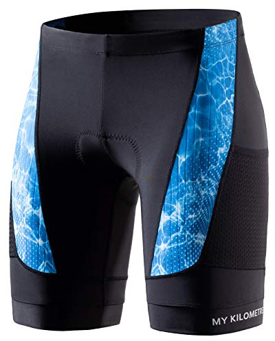 MY KILOMETRE Triathlonshorts Herr – Professionella Cykelshorts med 2 Sidofickor, Andas Och Torkar Snabbt för Långdistans-Triathlon UPF 50+
