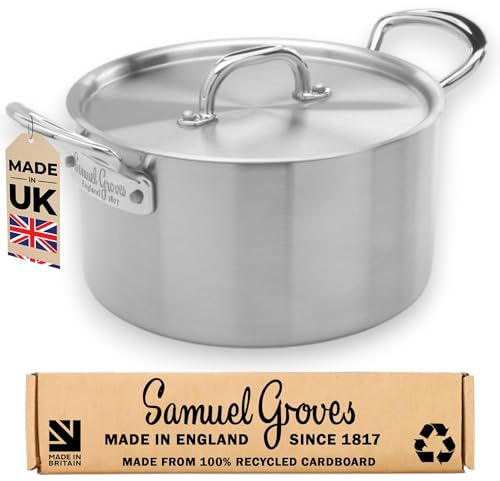 Samuel Groves - 20cm Stainless Steel Tri-Ply Casserole Pan with Lid - Made in England