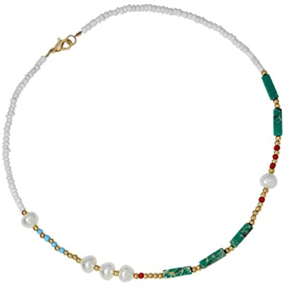 Böhmische Halskette Perlen Choker: Edelstein Hals Kette Choker Anhänger Halskette Halsketten Kostüm Schmuck für Frauen Mädchen