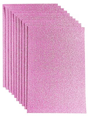Jtnohx Feltro Glitterato, Fogli Glitterato per il Progetto del Partito, Tessuto Scintillante per L'artigianato, Piazza di Feltro Glitterato per le Arti 10 Pezzi 20x30cm (Rosa brillante)