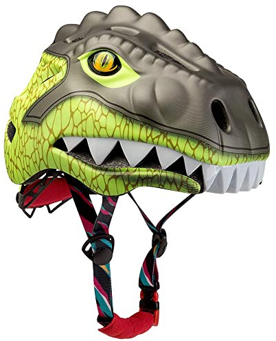 Casque de vélo pour enfant avec lumière LED | Adorable casque de sécurité 3D dinosaure pour filles, garçons de 3 à 8 ans | Casque enfant réglable et respirant pour vélo, skateboard, scooter, patinage