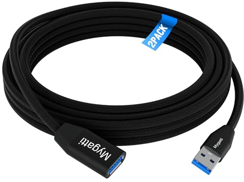 Câble d'extension USB 3.0 1.5 mètre (paquet de 2),cordon d'extension de type A mâle à femelle,nylon tressé,transfert de données 5 Gbit/s,compatible avec webcam,appareil photo,clé USB,disque dur etc.