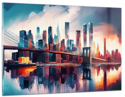 Quadri Moderni Soggiorno Città Ponte Architettura Quadro su Vetro 120x80cm Stampe da Parete in Vetro Camera da Letto Cucina 1 pezzo Wall Art Grandi XXL Decorazione Murale Immagini GAA120x80-5918
