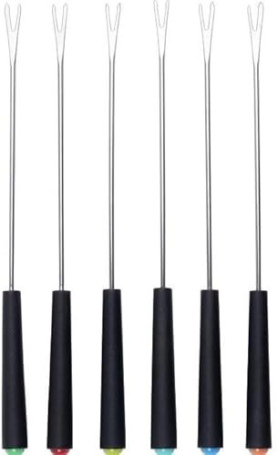 6 Stück Fondue Gabeln Edelstahl, 24cm Bunte Käsefonduegabeln mit Kunststoffgriff,für Kuchen, Schokolade, Früchte, Käsefondue,bbq