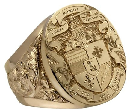 COSJOOHY Coat of Arms Rings for Men, Vintage Custom Signet Ring, 18k Gold Plated/Brass, Personalized Family Engraved Badge Ring, Jewelry for Men, Father, Dad, Graduation, Birthday Gifts 8
