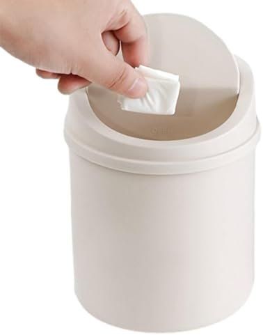 Huayeex Cestino Da Scrivania Con Coperchio, Pattumiera Piccola per Uffici, Bagno, Cucina, Portatile Portarifiuti, Bianco