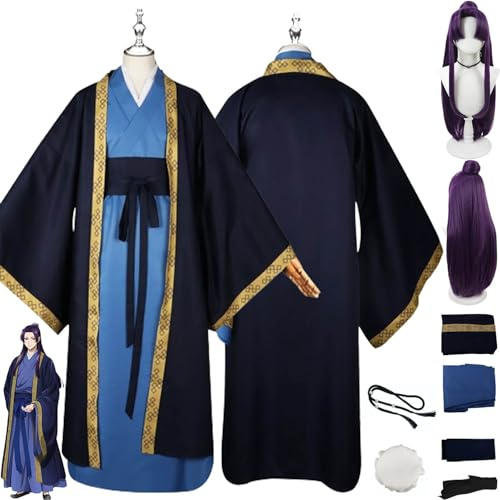 bbganlian Anime The Apothecary Diaries Jinshi Cosplay Kostüm Outfit Rollenspiel Uniform Komplett Set Halloween Karneval Dress Up Anzug mit Perücke Kopfschmuck für Männer Jungen (XXL)